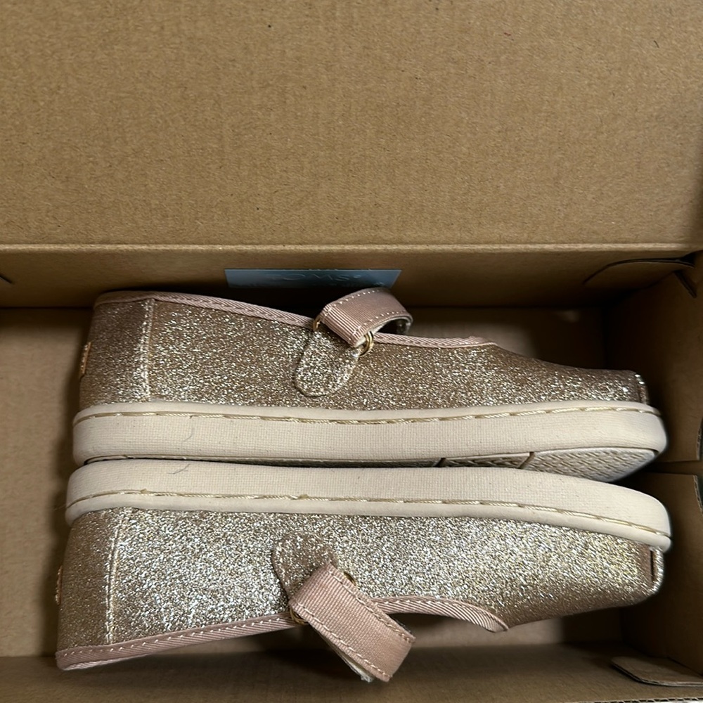 Tiny TOMS- champagne iridescent glimmer Mary janes